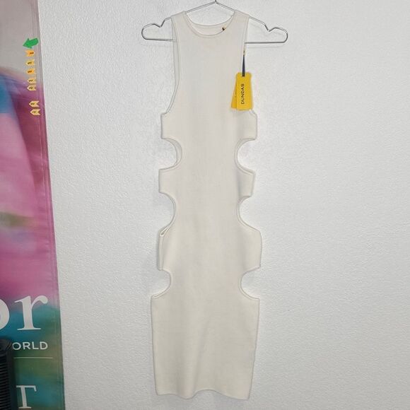 NWT DUNDAS Cut Out MIDI Dress White Knit Revolve Small - Picture 3 of 16